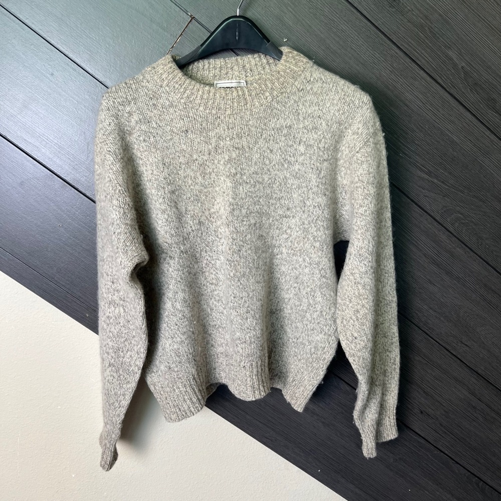 Campus Women VTG‎ L Wool Blend Crewneck Sweater Beige Made In USA Grandpa Core
